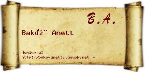 Bakó Anett névjegykártya
