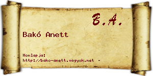 Bakó Anett névjegykártya
